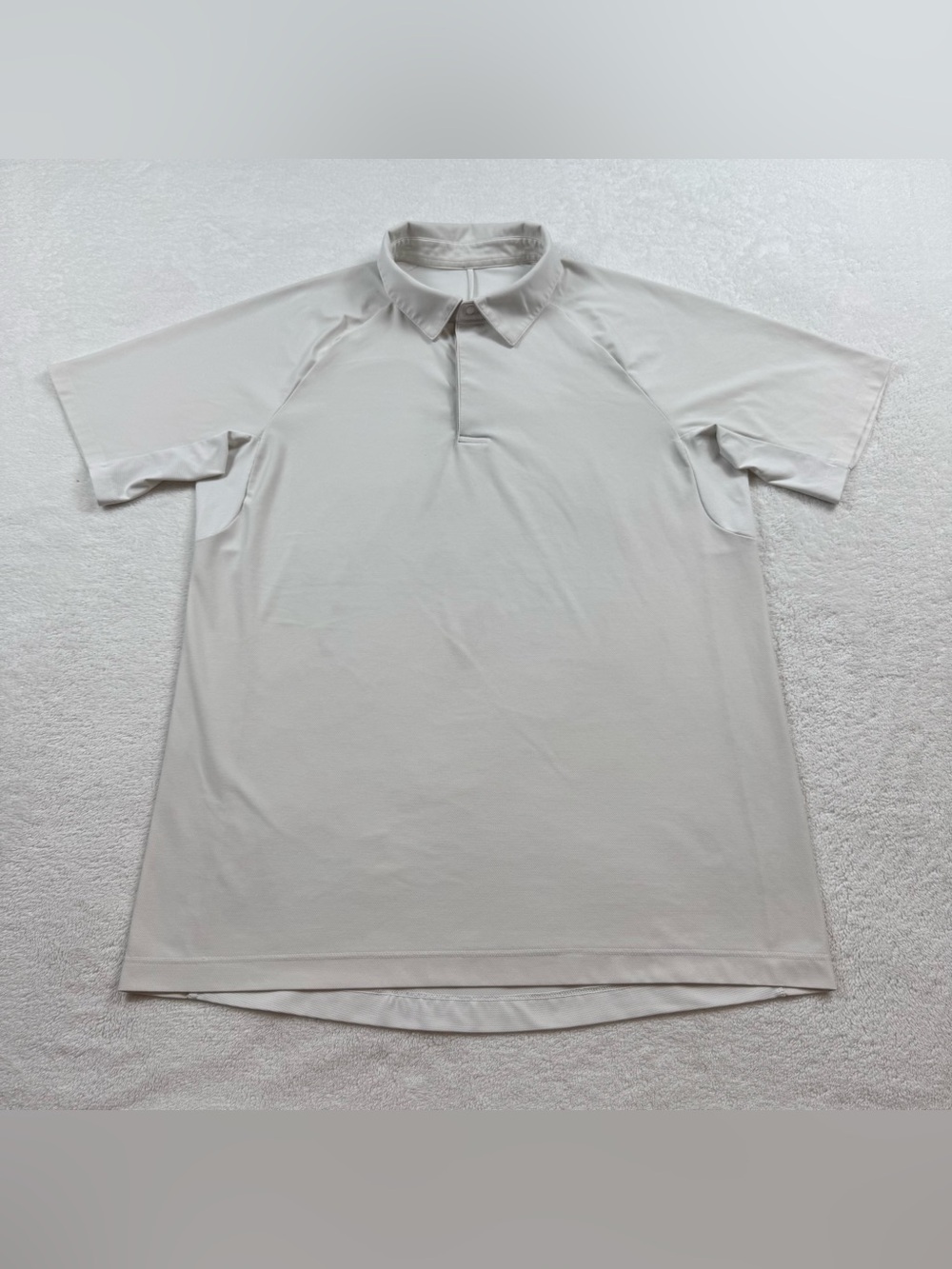 Lululemon polo shirt men’s size large beige snap buttons stretch performance